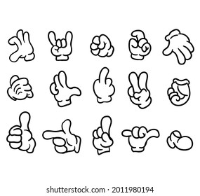 Vector Set Hand Cartoon Various Styles Stock Vector (Royalty Free ...