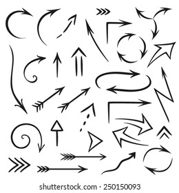 Vector set of hand draw arrows