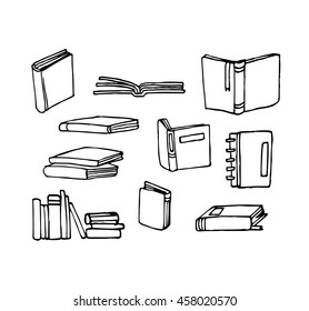 Vector set of hand draw book collection