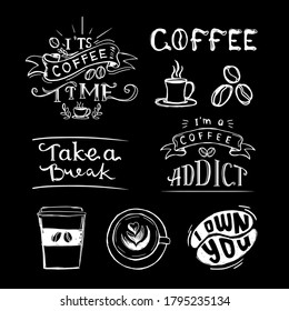 vector set of hand drawing coffee elements