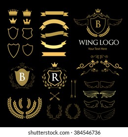 Vector set of hand drawing icons and labels, wedding and logo design element.