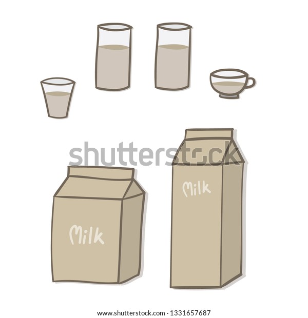 Vector Set Hand Drawing Uht Milk Stock Vector Royalty Free