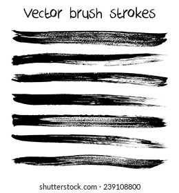 Vector set of hand drawn abstract brush strokes and shapes