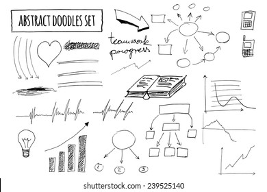 Vector set of hand drawn abstract doodles and shapes