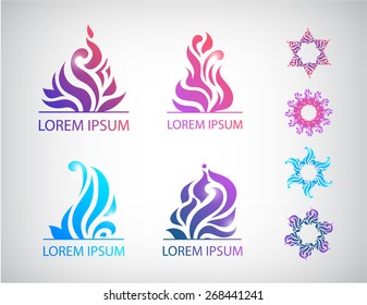 vector set of hand drawn abstract floral icons, spa icons, logos
