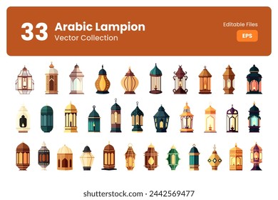 Vector Set of Hand Drawn Arabic Lantern Illustrations