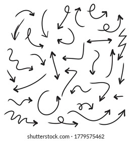 Vector set of hand drawn arrows . doodle design elements. Illustration on white background. for concept design,  infographic, business, banner and web