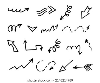 Vector set of hand drawn arrows, elements for presentation