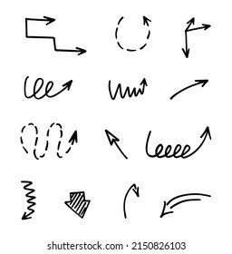 Vector set of hand drawn arrows, elements for presentation