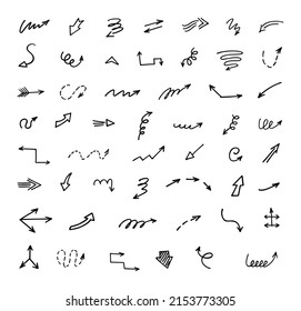 Vector set of hand drawn arrows, elements for presentation