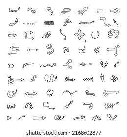 Vector set of hand drawn arrows, elements for presentation