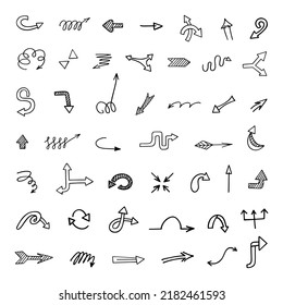 Vector set of hand drawn arrows, elements for presentation
