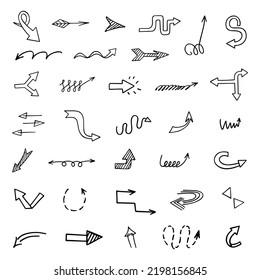 Vector set of hand drawn arrows, elements for presentation