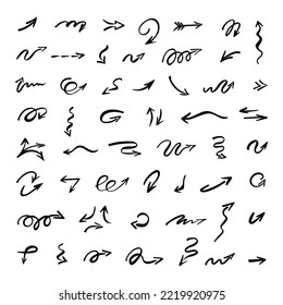 Vector set of hand drawn arrows, elements for presentation