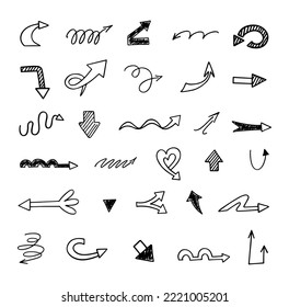 Vector set of hand drawn arrows, elements for presentation