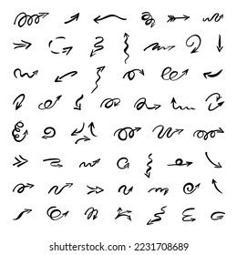 Vector set of hand drawn arrows, elements for presentation