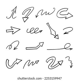 Vector set of hand drawn arrows, elements for presentation