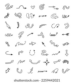 Vector set of hand drawn arrows, elements for presentation