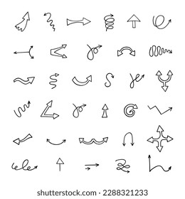 Vector set of hand drawn arrows, elements for presentation