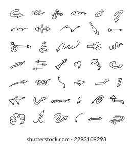 Vector set of hand drawn arrows, elements for presentation