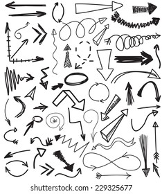 Vector set of hand drawn arrows illustration