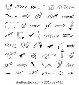 Vector set of hand drawn arrows, elements for presentation