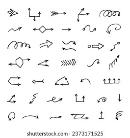 Vector set of hand drawn arrows, elements for presentation