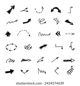 Conjunto vectorial de flechas dibujadas a mano, elementos para la presentación