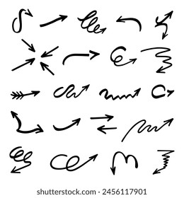 Vector set of hand drawn arrows, elements for presentation