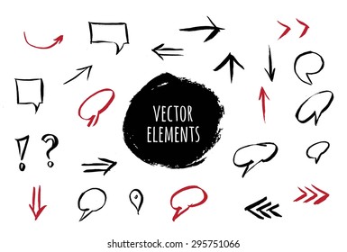 Vector set of hand drawn arrows.