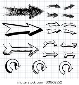 vector set of hand drawn arrows