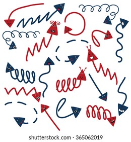 vector set of hand drawn arrows