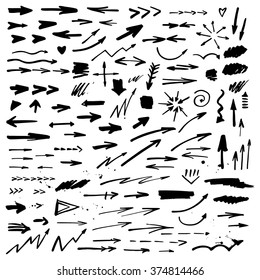 Vector set of hand drawn arrows.