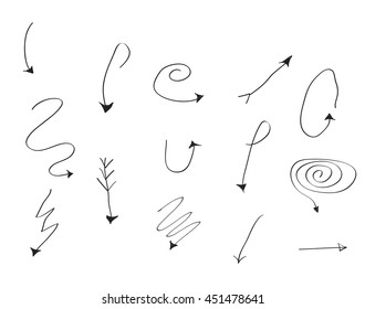 vector set of hand drawn arrows collection