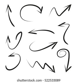 vector set of hand drawn arrows