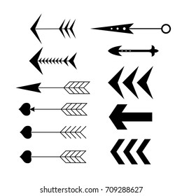 Vector set. Hand drawn arrows. Calligraphy, graphic design elements for page decoration (text divider, pattern, monogram, curlicues), Greeting Cards (wedding, Valentine's, birth day, holidays). EPS 10