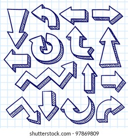 Vector set with hand drawn arrows