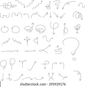 vector set of hand drawn black arrows. Sketch style.