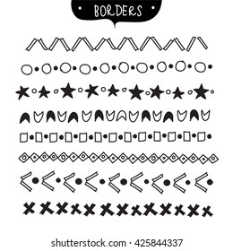 vector set of hand drawn borders text dividers elements for pages & invitations  decoration