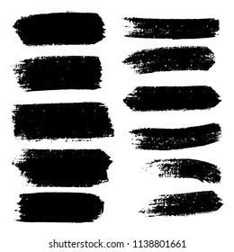 Vector set of hand drawn brush strokes and stains. One color monochrome artistic hand drawn backgrounds.