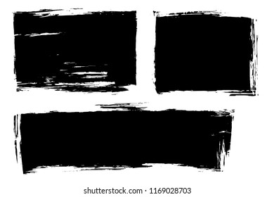 Vector set of hand drawn brush strokes and stains. One color monochrome artistic hand drawn backgrounds.