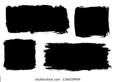 Vector set of hand drawn brush strokes, stains for backdrops. Monochrome design elements set. One color monochrome artistic hand drawn backgrounds.