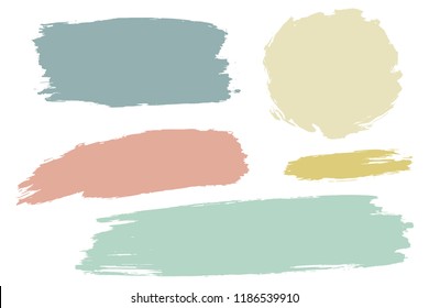 Vector set of hand drawn brush strokes and stains in various geometric shapes for backdrops. Colorful artistic hand drawn backgrounds.