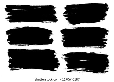 Vector set of hand drawn brush strokes, stains for backdrops. Monochrome design elements set. One color monochrome artistic hand drawn backgrounds.