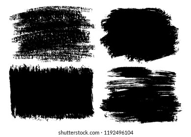 Vector set of hand drawn brush strokes, stains for backdrops. Monochrome design elements set. One color monochrome artistic hand drawn backgrounds.