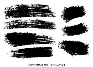 Vector set of hand drawn brush strokes, stains for backdrops. Monochrome design elements set. One color monochrome artistic hand drawn backgrounds.