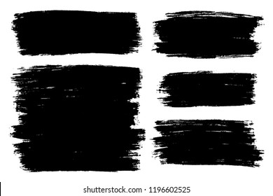 Vector set of hand drawn brush strokes, stains for backdrops. Monochrome design elements set. One color monochrome artistic hand drawn backgrounds.