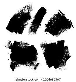 Vector set of hand drawn brush strokes, stains for backdrops. Monochrome design elements set. One color monochrome artistic hand drawn backgrounds.