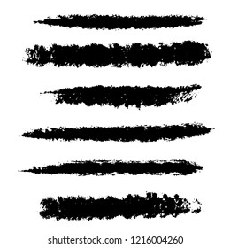 Vector set of hand drawn brush strokes, stains for backdrops. Monochrome design elements set. One color monochrome artistic hand drawn backgrounds.