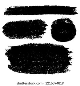 Vector set of hand drawn brush strokes, stains for backdrops. Monochrome design elements set. One color monochrome artistic hand drawn backgrounds.